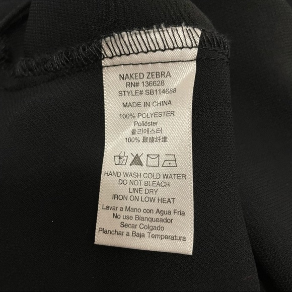 Naked Zebra Long Sleeve Ruched Front V-Neck Top Sz L - Picture 8 of 9